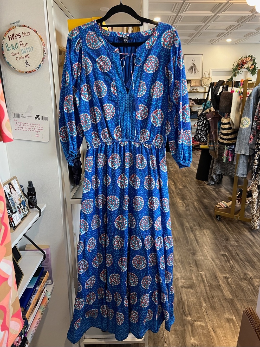Hatley Blue Printed Tie-Neck Maxi Dress